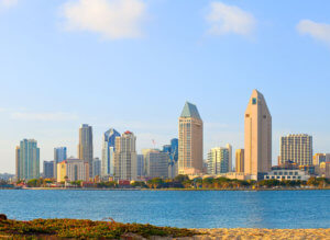 45535519 - san diego california, skyline of downtown business district on a beautiful sunny summer day